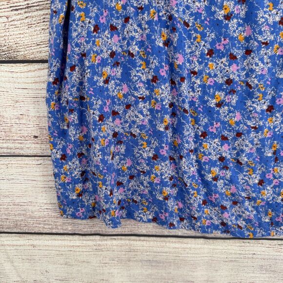 Melrose and Market Floral V-Neck Tie Front Blouse Women's 2X Blue NEW - Picture 5 of 10
